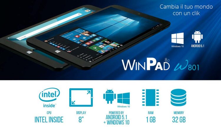 Tablet Mediacom WinPad W801 da 8.0 pollici con DualOS – (VENDUTO)