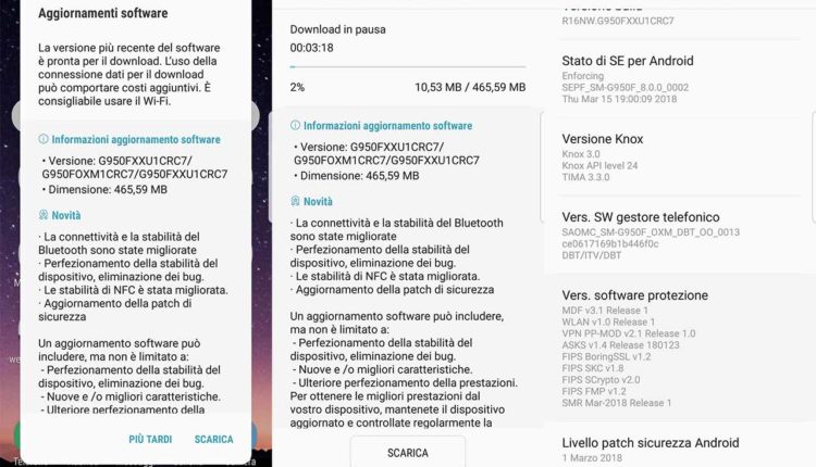 Minor Update e Patch di Marzo per Samsung Galaxy S8