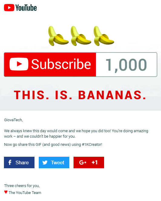 1000 iscritti sul mio canale YouTube | GiovaTech