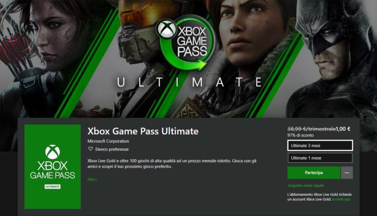 Xbox Game Pass Ultimate a 1€ per il Black Friday Microsoft
