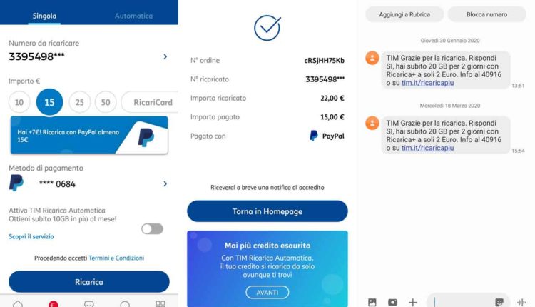 TIM: 7€ OMAGGIO se ricarichi da App MyTIM tramite PayPal | GiovaTech