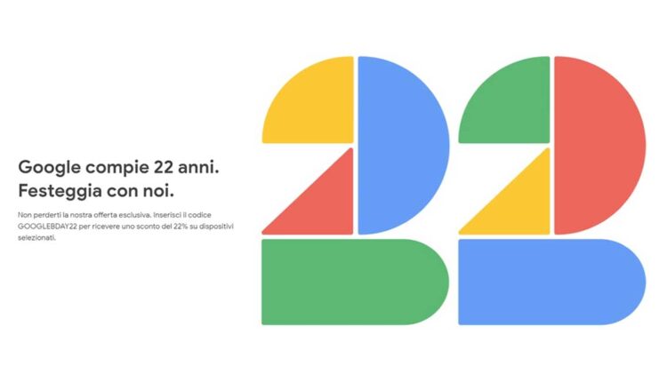 Google compie 22 anni e sconta del 22% i prodotti presenti nel suo Store