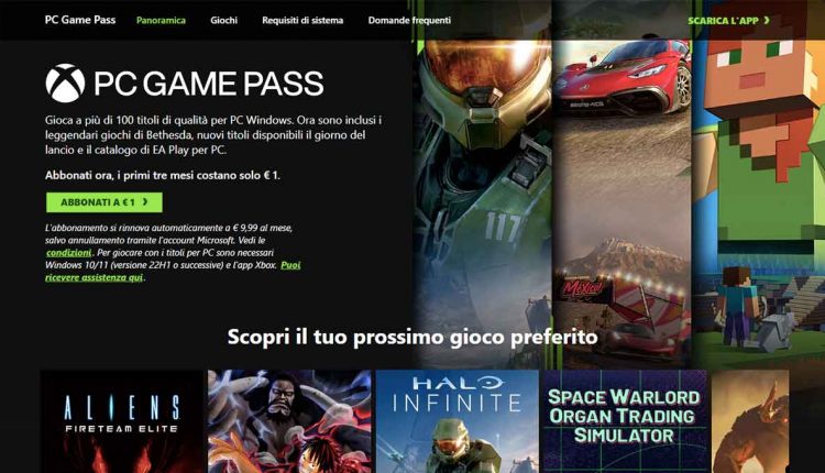 3 mesi di abbonamento Microsoft PC Game Pass a 1€